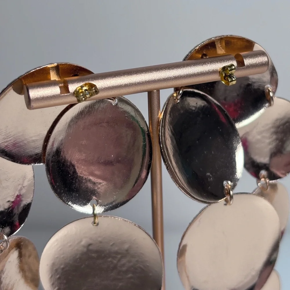 8 Other Reasons Revolve Gold Hammered Metal Statement Post Drop Earrings New